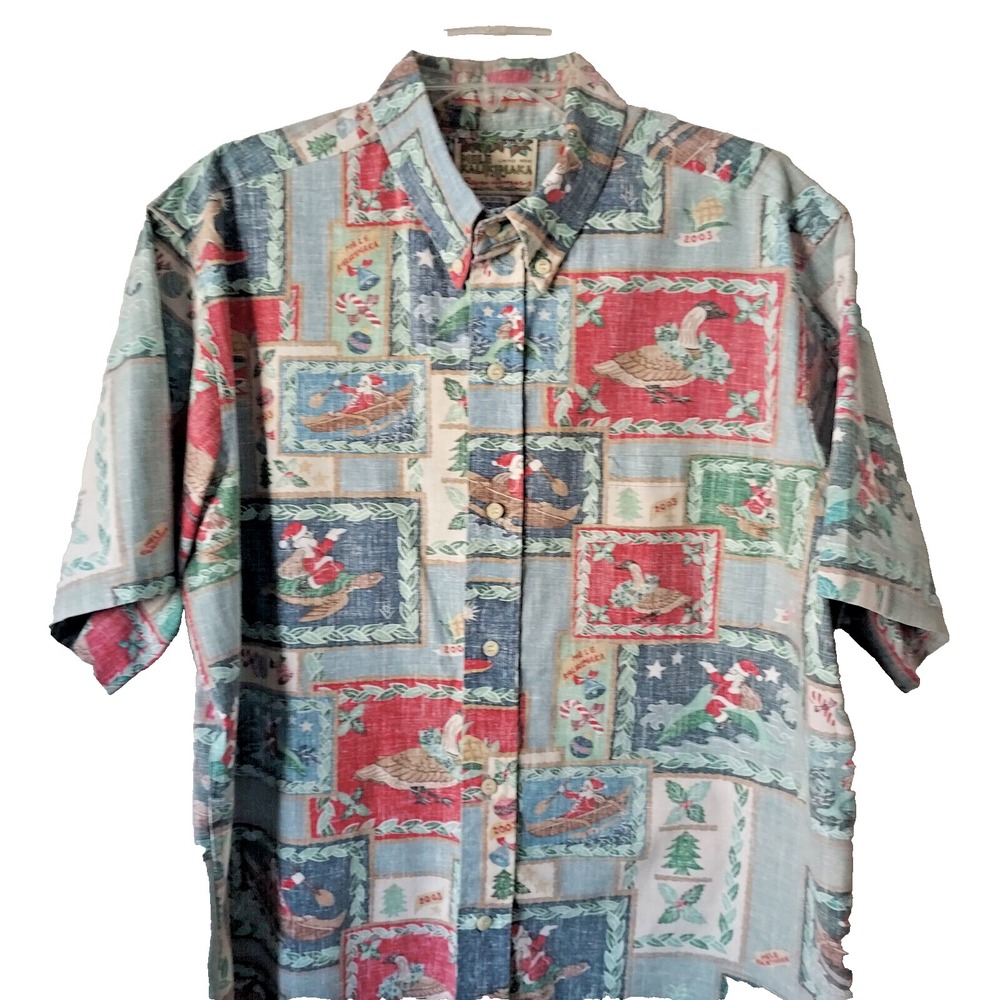 VTG Reyn Spooner Mens XL Mele Kalikmaka 2003 Hawaiian Reverse Print‎ Xmas Shirt